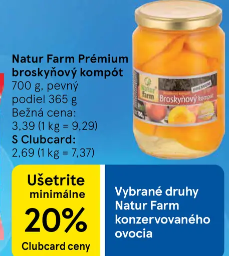 Natur Farm Prémium broskyňový kompót
