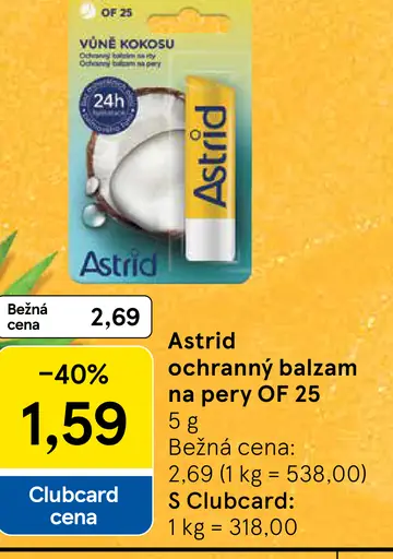 Astrid ochranný balzam na pery OF 25