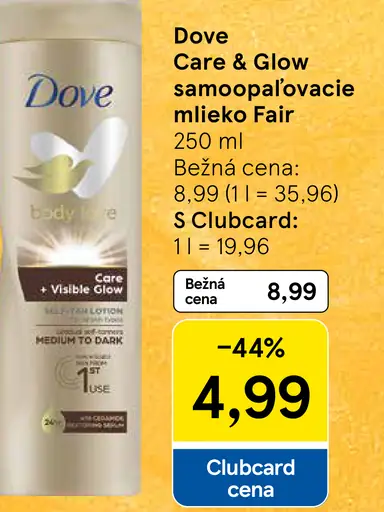 Dove Care & Glow samoopaľovacie mlieko Fair