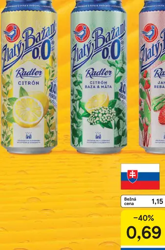 Zlatý Bažant radler 0,0 % plechovka