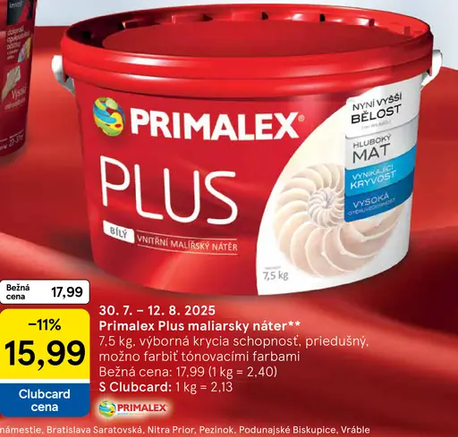 Primalex Plus farebný maliarsky náter