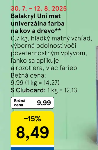 Balakryl Uni mat univerzálna farba na kov a drevo