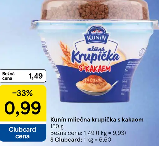 Kunín mliečna krupička s kakaom