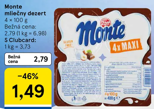 Monte mliečny dezert