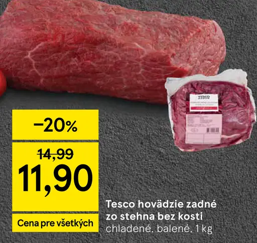 Tesco hovädzie zadné zo stehna bez kosti