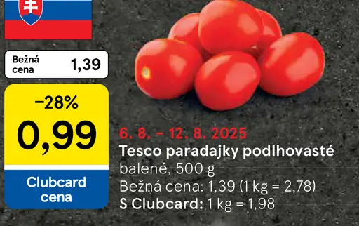 Tesco paradajky podlhovasté