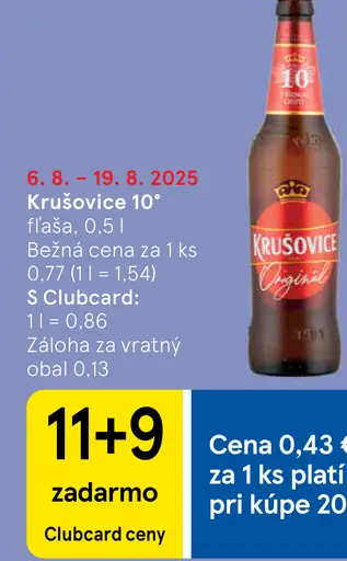 Krušovice 10° fľaša plechovka
