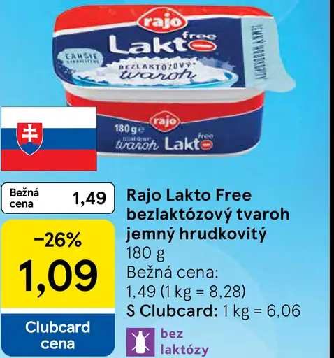 Rajo Lakto Free bezlaktózový tvaroh jemný hrudkovitý