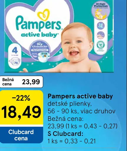 Pampers active baby plienky