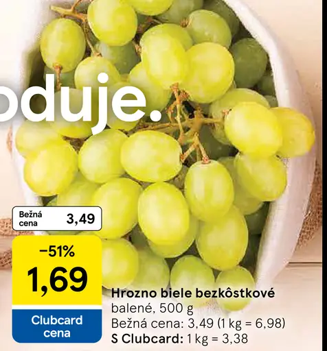 Hrozno biele bezjadierkové