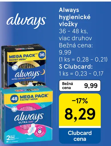 Always hygienické vložky