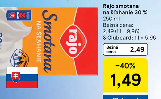 Rajo Smotana na šľahanie 30 %