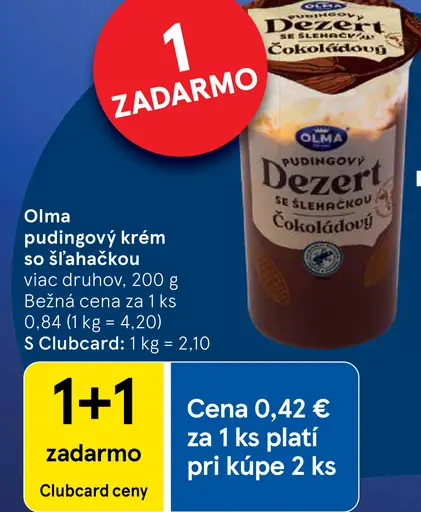Olma Pudingoý dezert so šľahačkou čokoládový