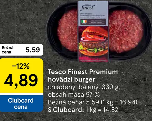 Tesco Finest Premium hovädzí burger