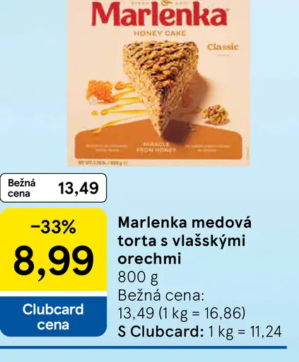 Marlenka Medová torta s vlašskými orechmi