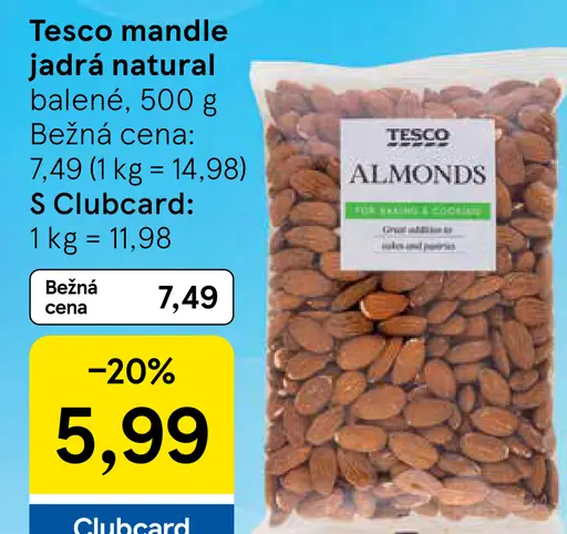 Tesco mandle jadrá natural
