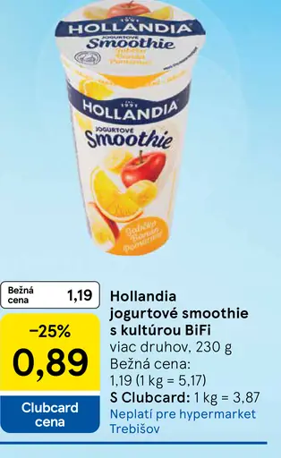 Hollandia jogurtové smoothie s kultúrou BiFi