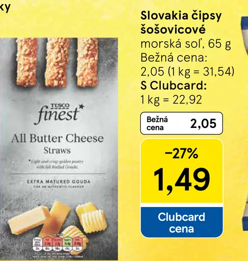 Tesco Finest tyčinky z lístkového cesta s polotučným tvrdým syrom gouda