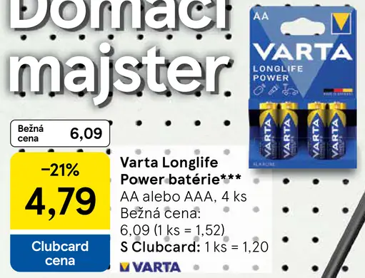Varta Longlife Power batérie AA