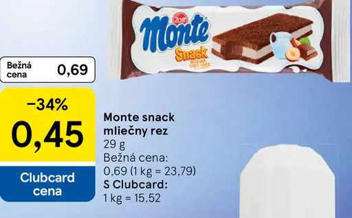 Monte snack mliečny rez