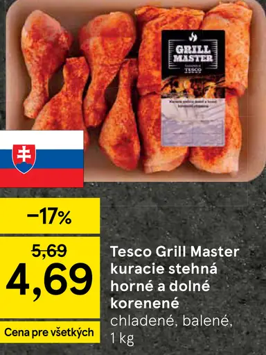 Tesco Grill Master kuracie stehná horné a dolné korenené