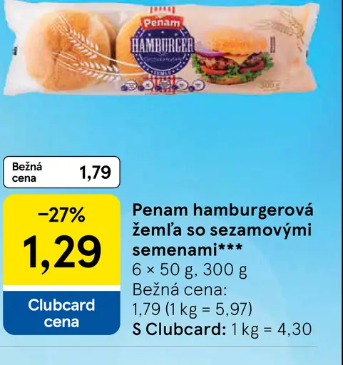 Penam hamburgerová žemľa so sezamovými semienami
