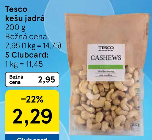 Tesco kešu jadrá