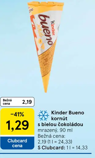 Kinder Bueno kornút s bielou čokoládou