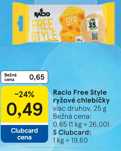 Racio Free Style Ryžové chlebíčky s príchuťou syra