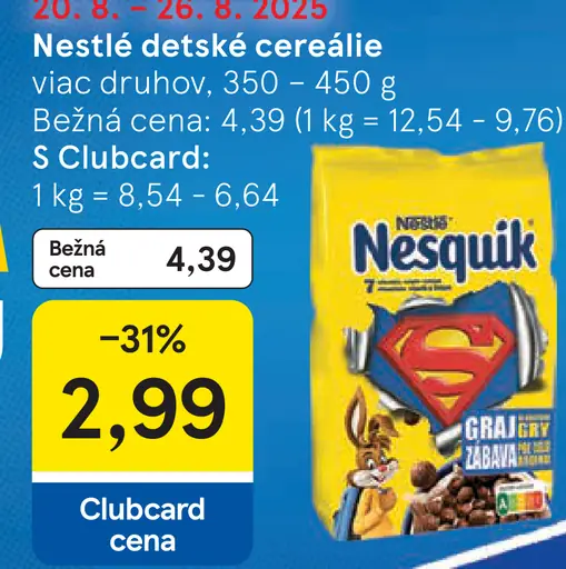 Nestlé detské cereálie