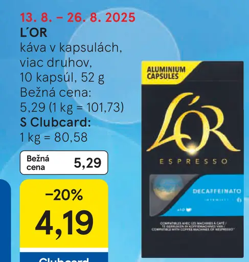 L'OR káva v kapsulách