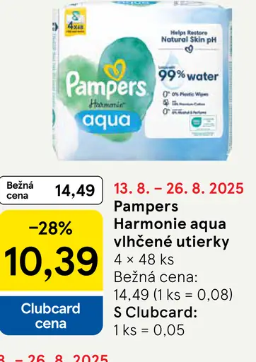 Pampers Harmonie aqua vlhčené utierky