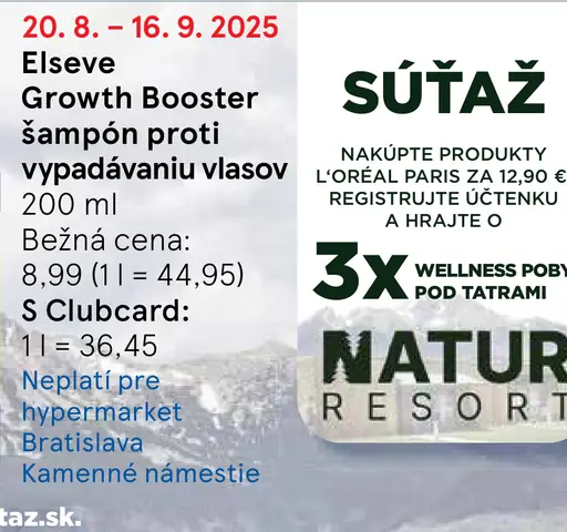 Elseve Growth Booster šampón proti vypadávaniu vlasov