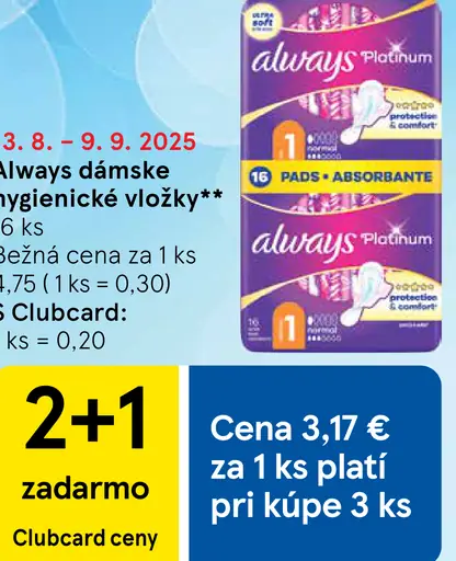 Always Dámske hygienické vložky