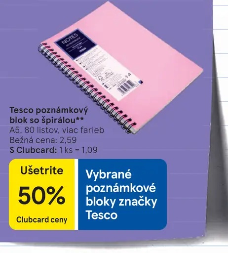 Tesco Poznámkový blok so špirálou
