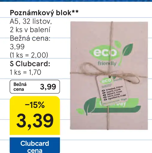 Eco friendly Poznámkový blok