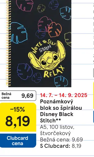 Disney Black Stitch Poznámkový blok so špirálou