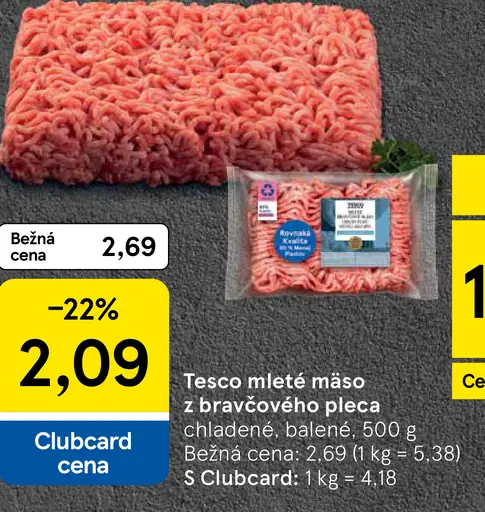Tesco mleté mäso z bravčového pleca