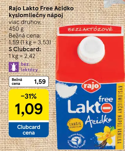 Rajo Lakto Free Acidko kyslomliečny nápoj vanilka