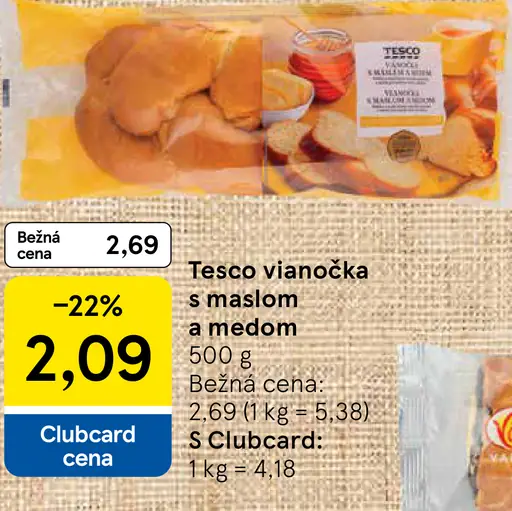 Tesco vianočka s maslom a medom