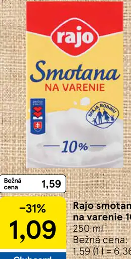 Rajo Smotana na varenie 10%
