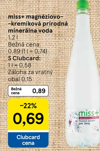 miss+ Magnéziovo kremíková prírodná minerálna voda