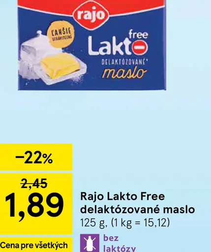 Rajo Lakto Free Delaktózované maslo