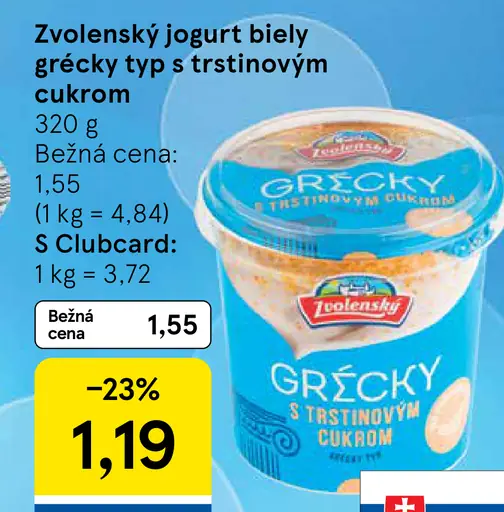 Zvolenský jogurt gréckeho typu s trstinovým cukrom
