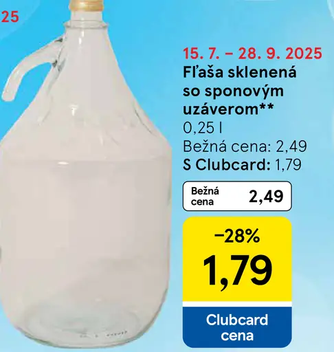 Fľaša sklenená so spónovým uzáverom