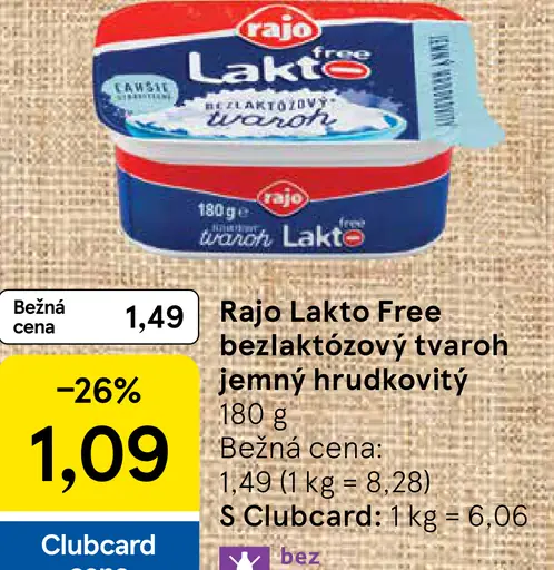 Rajo Lakto Free bezlaktózový tvaroh jemný hrudkovitý