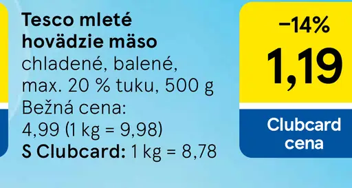Tesco bravčovo-hovädzie mleté mäso
