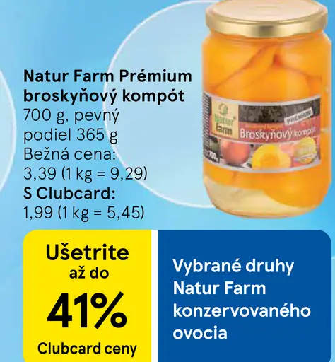Natur Farm Prémium broskyňový kompót