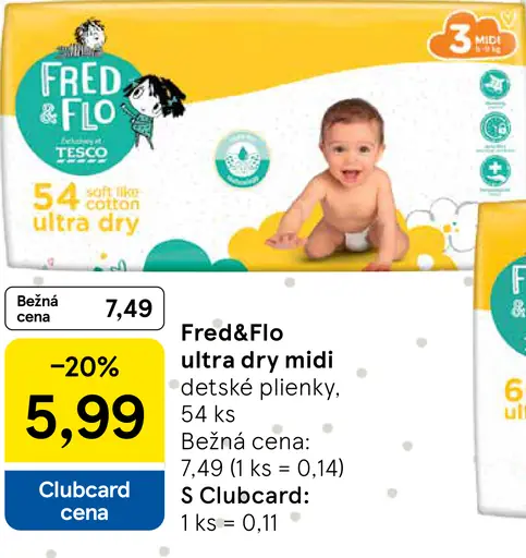 Fred&Flo ultra dry midi detské plienky