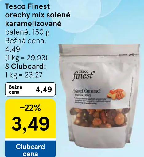 Tesco Finest orechy mix solené karamelizované